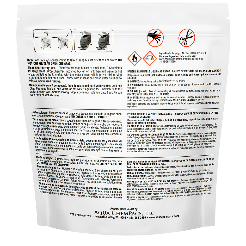 Aqua ChemPacs Floor Conditioner Neutralizer 1 x 100PK x 22.5 grams (9320929) - Back.jpg